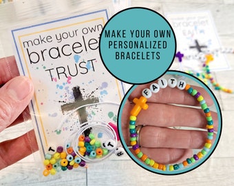 Christian Friendship Bracelet Making Kit, Personalized Vacation Bible School Activity, Church Youth Group Craft Kit, Religious Gift Teen