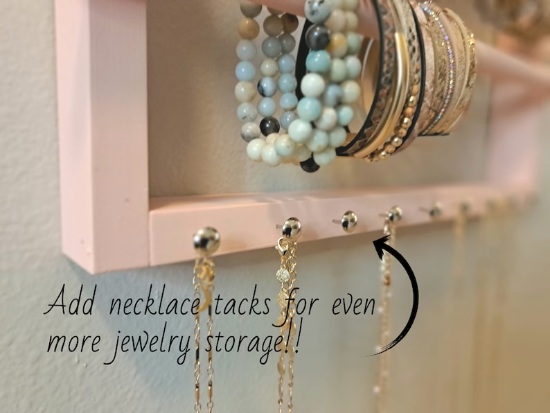Light Pink Wall Hanging Bracelet and Necklace Holder, Kids Jewelry Organizer for Little Girl 画像 7