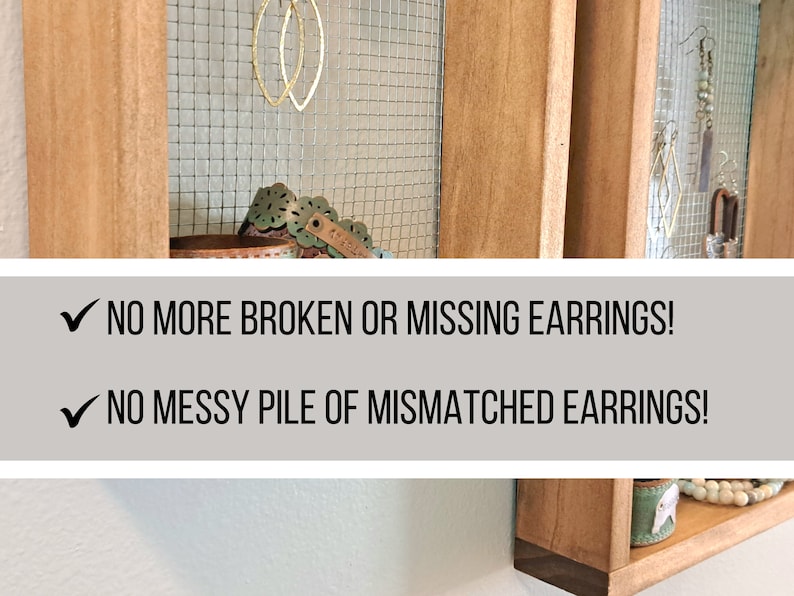 No more broken or missing earrings. No messy pile of mismatching earrings. This earring holder will help you keep your earrings paired together and neatly organized.