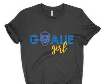YOUTH Goalie Girl, Girls who love hockey, personalized to represent your team, short and long sleeve, sweatshirt, unisex fit, ice hockey fun
