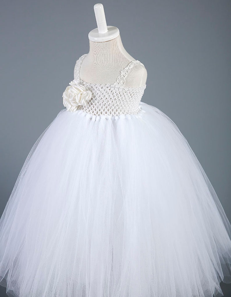 White Tutu Dress Gray Flower Girl Dress Princess Tutu Dress Etsy