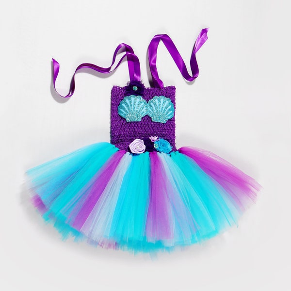 Sparkly Mermaid Tutu Dress Halloween Costume for Kids 1t-8t, Princess tutu for birthday party with headband