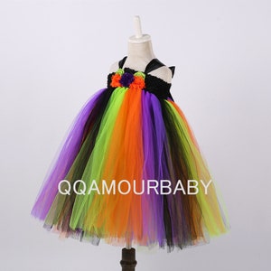 QRJAUBUEL Witch Tutu Dress for Girls, Princess Witch Costume, Halloween Cosplay Tutu with Witch Hat, Princess Birthday Tutu for 1-8T image 5