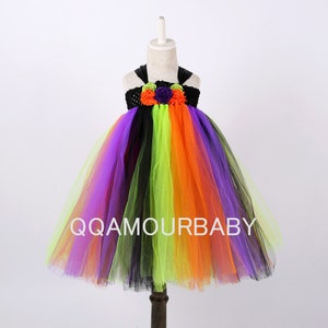 QRJAUBUEL Witch Tutu Dress for Girls, Princess Witch Costume, Halloween Cosplay Tutu with Witch Hat, Princess Birthday Tutu for 1-8T image 4