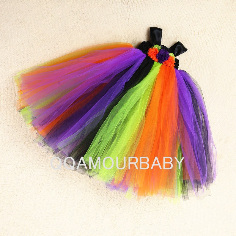 QRJAUBUEL Witch Tutu Dress for Girls, Princess Witch Costume, Halloween Cosplay Tutu with Witch Hat, Princess Birthday Tutu for 1-8T image 3