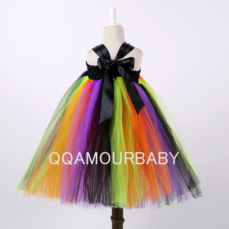 QRJAUBUEL Witch Tutu Dress for Girls, Princess Witch Costume, Halloween Cosplay Tutu with Witch Hat, Princess Birthday Tutu for 1-8T image 6