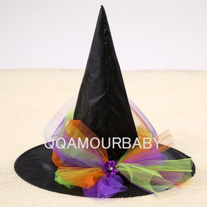 QRJAUBUEL Witch Tutu Dress for Girls, Princess Witch Costume, Halloween Cosplay Tutu with Witch Hat, Princess Birthday Tutu for 1-8T image 7
