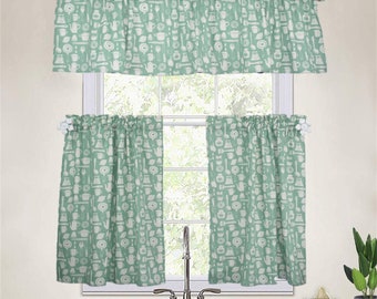 Green Window Valance Treatments, Cafe Tier Curtain Panels, Valances Tiers Cafe Curtains, Blackout