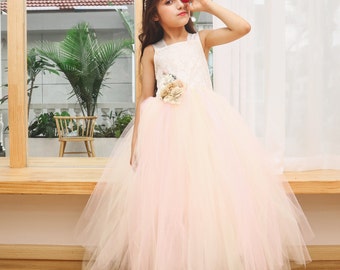 Tulle Flower Girl Dress Lace Wedding Flower Girl Dress Toddler Tutu Dress Kids Birthday Tutu Costume Personalized Party Tutu