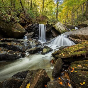 A Waterfall Cascade on Carson Creek in Connestee NC