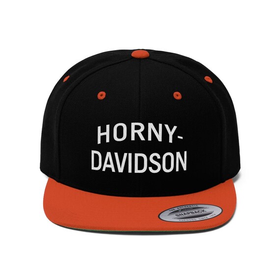Horny Davidson Flat Bill Hat, Harley, Harley Davidson, Snapback, Hat