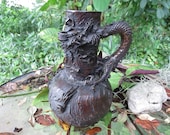 Japanese Meiji Period Bronze Dragon Vase - Japanese Handled Vase - Signed Antique Asian Decor