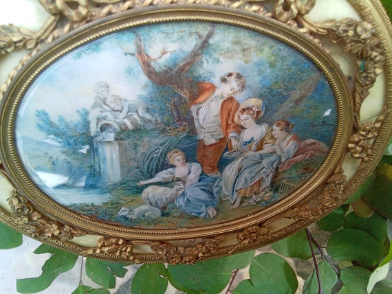 Antique French Ormolu Jewelry Box: Châtillon Porcelain Scene