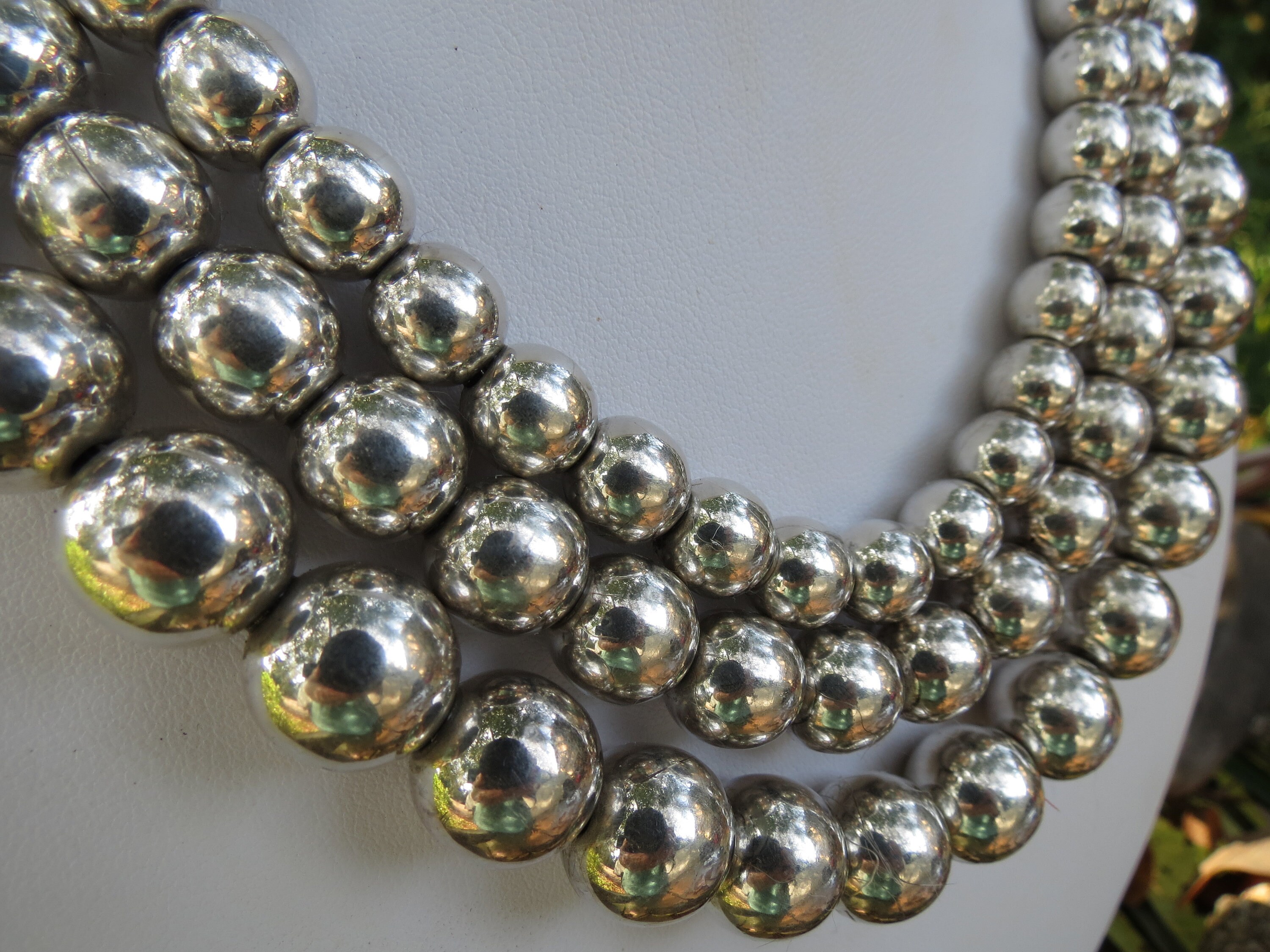 Brenda Schoenfeld Mexican Sterling Necklace Fabulous 3 Strand Graduated