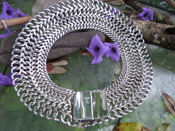 Mexican Sterling Silver Collar Necklace: Egyptian… - image 4