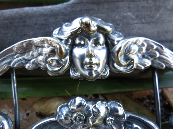 Art Nouveau Sash Buckle - Edwardian Sterling Silv… - image 2