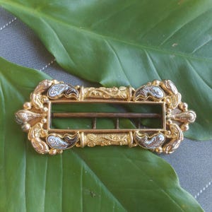 Antique Enamel Sash Buckle - Early Victorian Ornate Buckle - Wonderful Old Condition