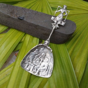 Dutch Silver Tea Caddy Spoon - Small Ornate Antique Spoon - Excellent Condition