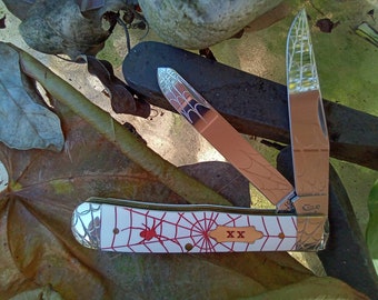 Case XX Red Spider Pocket Knife: Joshua Kidd Engraved Wild Horse
