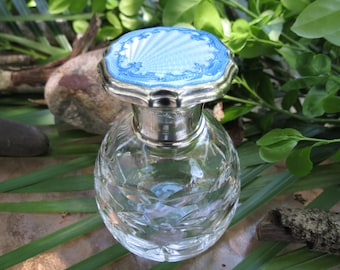 Art Deco Sterling Silver Enamel Perfume Bottle - Birmingham 1929