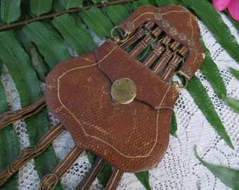 Victorian Leather Sewing Chatelaine: Antique Collectible