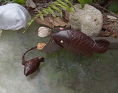 Japanese Carved Wood Fish Inro - Artist Signed Medicine Case - Wonderful Condition