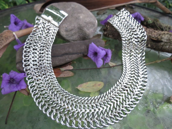Mexican Sterling Silver Collar Necklace: Egyptian… - image 6