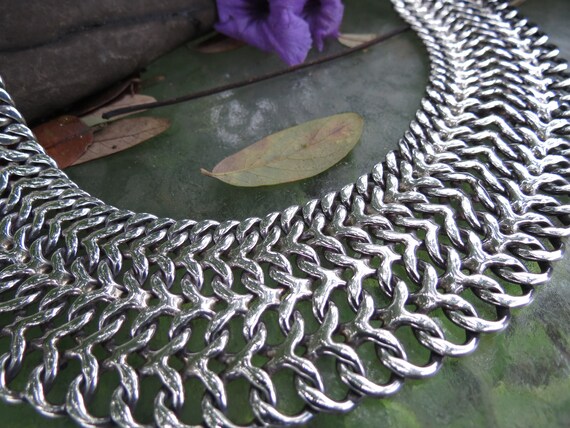 Mexican Sterling Silver Collar Necklace: Egyptian… - image 10