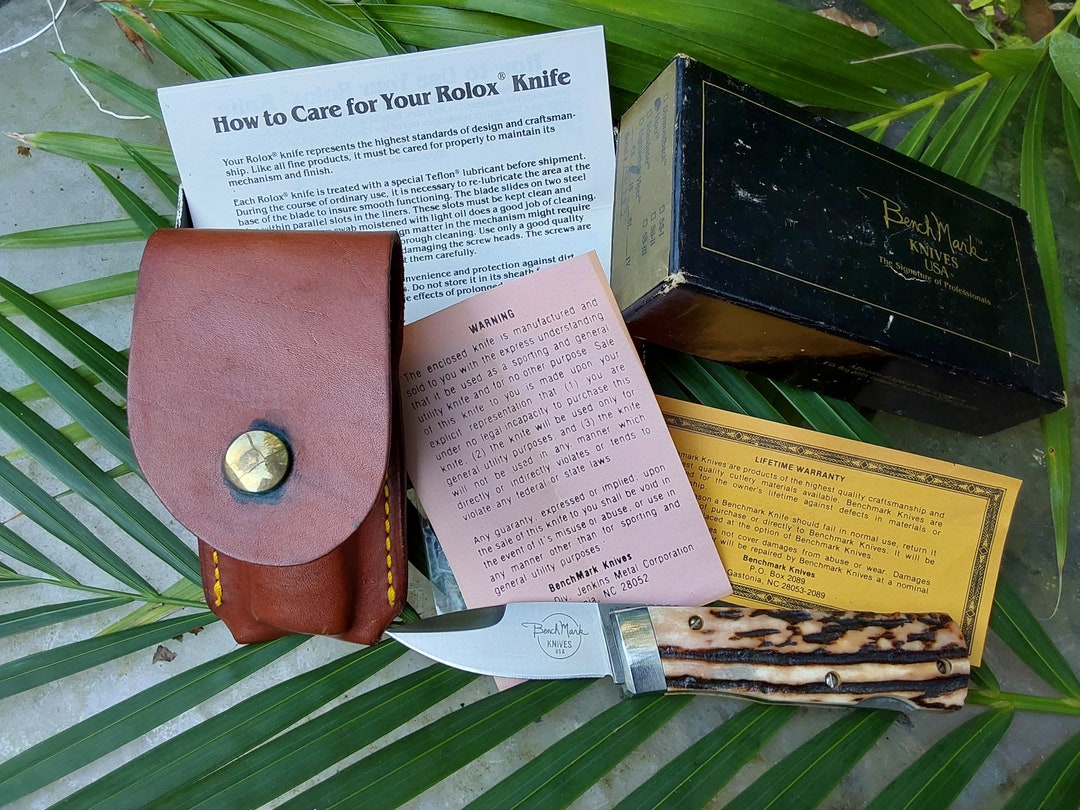 Bench Mark Stag Handle Rolox Pocket Knife - With Box & Sheath - Etsy