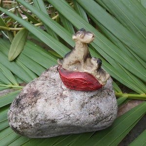 Victorian Terrier Dog & Pup Tape Measure - Rare and Complete Collectible - Charming All Original Sewing Tape Measure - Wonderful Condition
