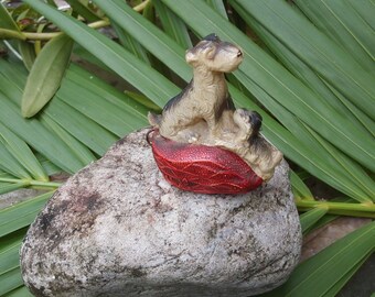 Victorian Celluloid Terrier Dog Tape Measure: Rare Sewing Collectible