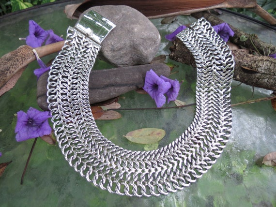Mexican Sterling Silver Collar Necklace: Egyptian… - image 7