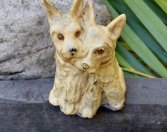 Victorian Scottie Dogs Celluloid Tape Measure: Hand Painted Sewing Collectible