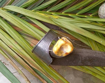 Hand Crafted Baltic Silver Bracelet - Fabulous One of a Kind Sterling Silver Cuff - Large Butterscotch Stone - Excellent Condition