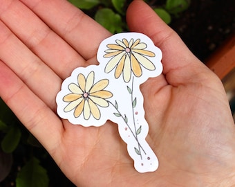 Yellow Daisies Sticker 3x2in, for Laptop, Water Bottle, Hydroflask