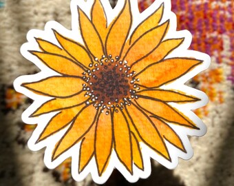 Sunflower Watercolor Sticker 3x3”floragraceart