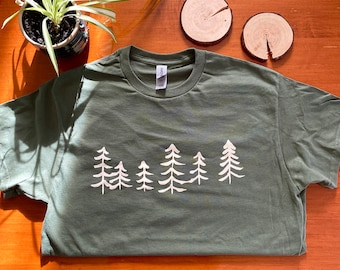 Military Green Pine Tree Tshirt Holiday Winter