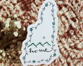 New Hampshire Outline Home Sticker 4x2in