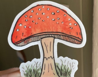 Burnt Orange Mushroom Vinyl Sticker