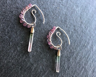 Tourmaline interchangeable earrings in sterling silver.