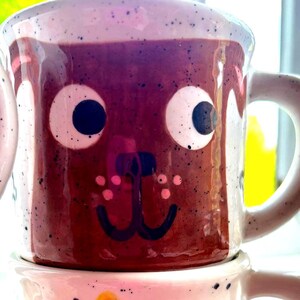 Brown Pooch Mug - Handmade Mug –  Handcast Earthenware. Hand painted happy brown dog design.