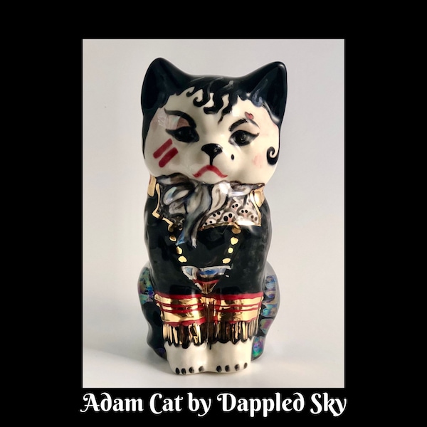 Made to Order - Adam Cat  / Adam Ant / - handmade ceramic, very detailed - 80’s music lovers. Prince Charming.