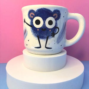 Disco Fuzzy Bug Mug - Handmade Ceramic Mug –  Handcast Earthenware and hand painted.