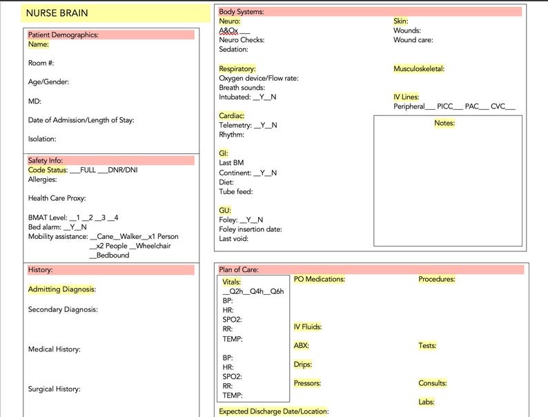 Nursing Report Sheet Etsy nursing-report-sheet-etsy