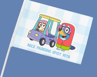 Minibarnvagnsflagga med klämma | Heeler Family | Temaparksbarnvagn ENKELSIDIG