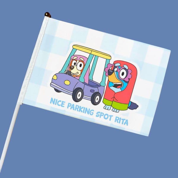 Vlag mini-kinderwagen met clip | Familie Heeler | Themaparkkinderwagen ENKELZIJDIG