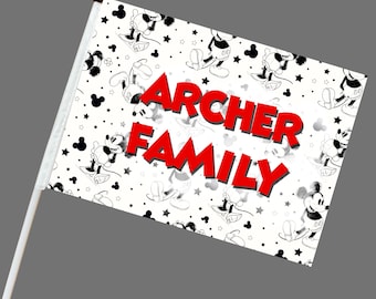 Mini bandera con clip / Parque temático de ratones vintage / Bandera de cochecito DE UNA CARA