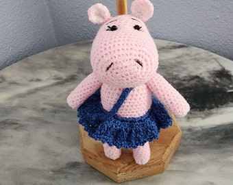 Handmade Amigurumi-Crochet Cute Hippo, 5" tall *Doll|Decoration|Gift|Toy|*