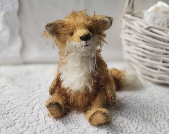 Fox Teddy bear Handmade  Steiff schulte Germany mohair Stuffed  animal Art Birthday presents OOAK gift