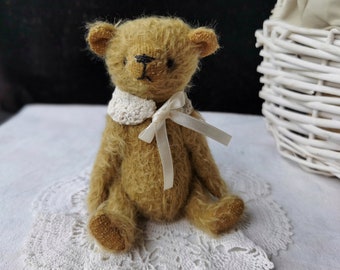 Teddy bear Handmade  Helmbold Germany mohair shaggy  bear Art vintage style looking doll Birthday OOAK collectible presents